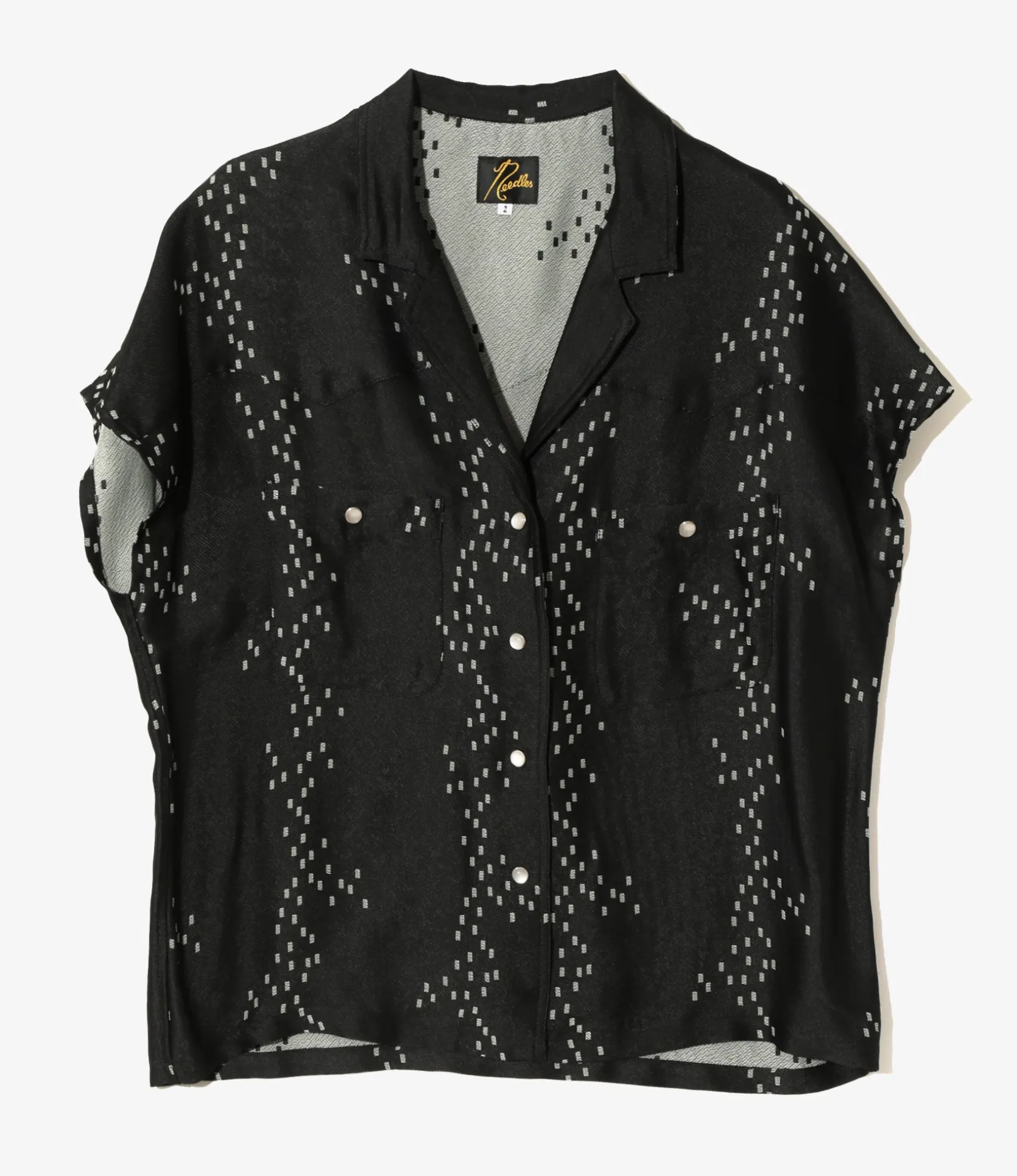 French Sleeve Cowboy Blouse - Off White- R/AC Square Dot Jacquard