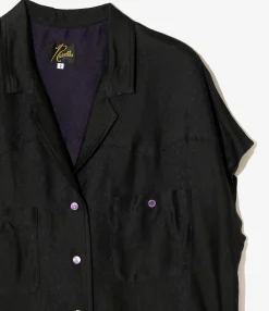 French Sleeve Cowboy Blouse - Purple - R/AC Square Dot Jacquard