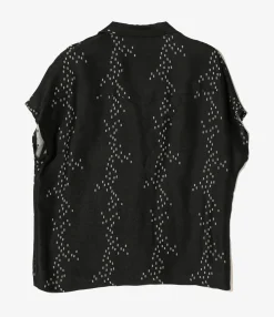 French Sleeve Cowboy Blouse - Off White- R/AC Square Dot Jacquard