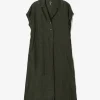 French Sleeve Dress - Dk. Green - Fine Pattern Jacquard