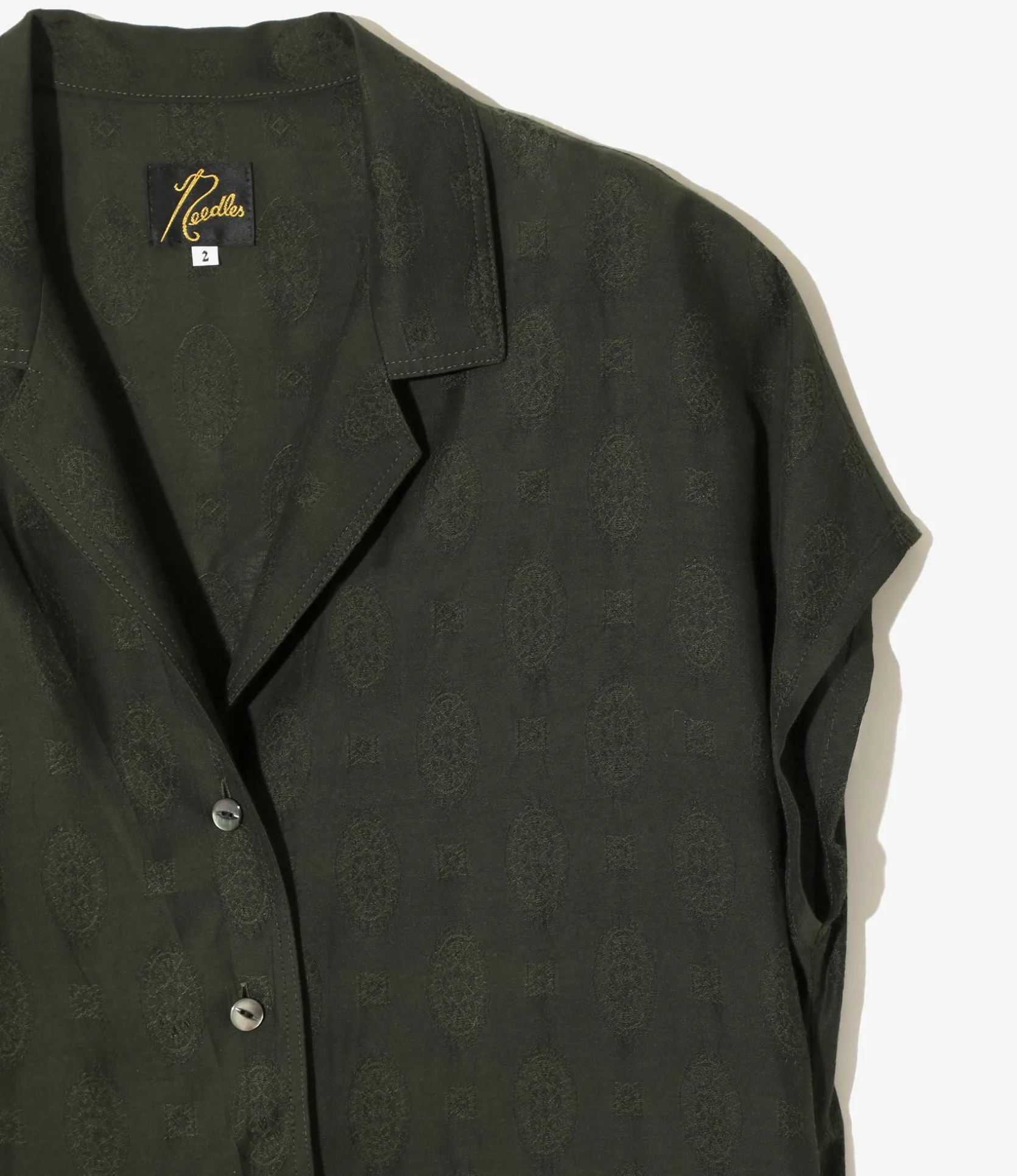 French Sleeve Dress - Dk. Green - Fine Pattern Jacquard
