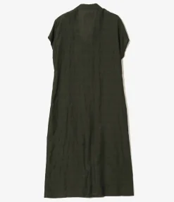 French Sleeve Dress - Dk. Green - Fine Pattern Jacquard