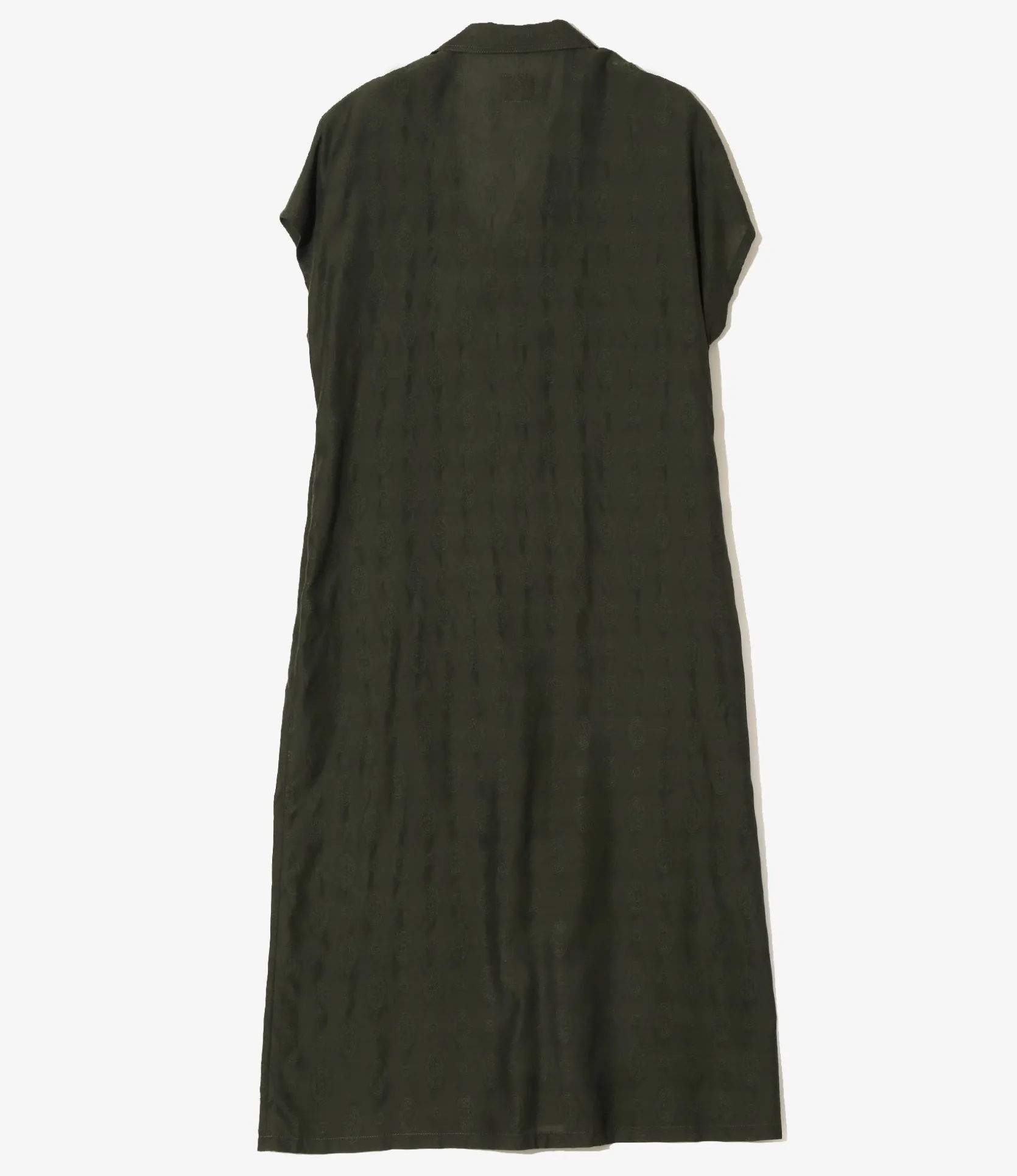French Sleeve Dress - Dk. Green - Fine Pattern Jacquard