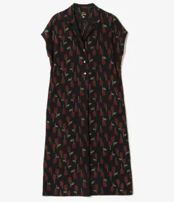 French Sleeve Dress - Dk. Navy - R/W Tulip Jacquard