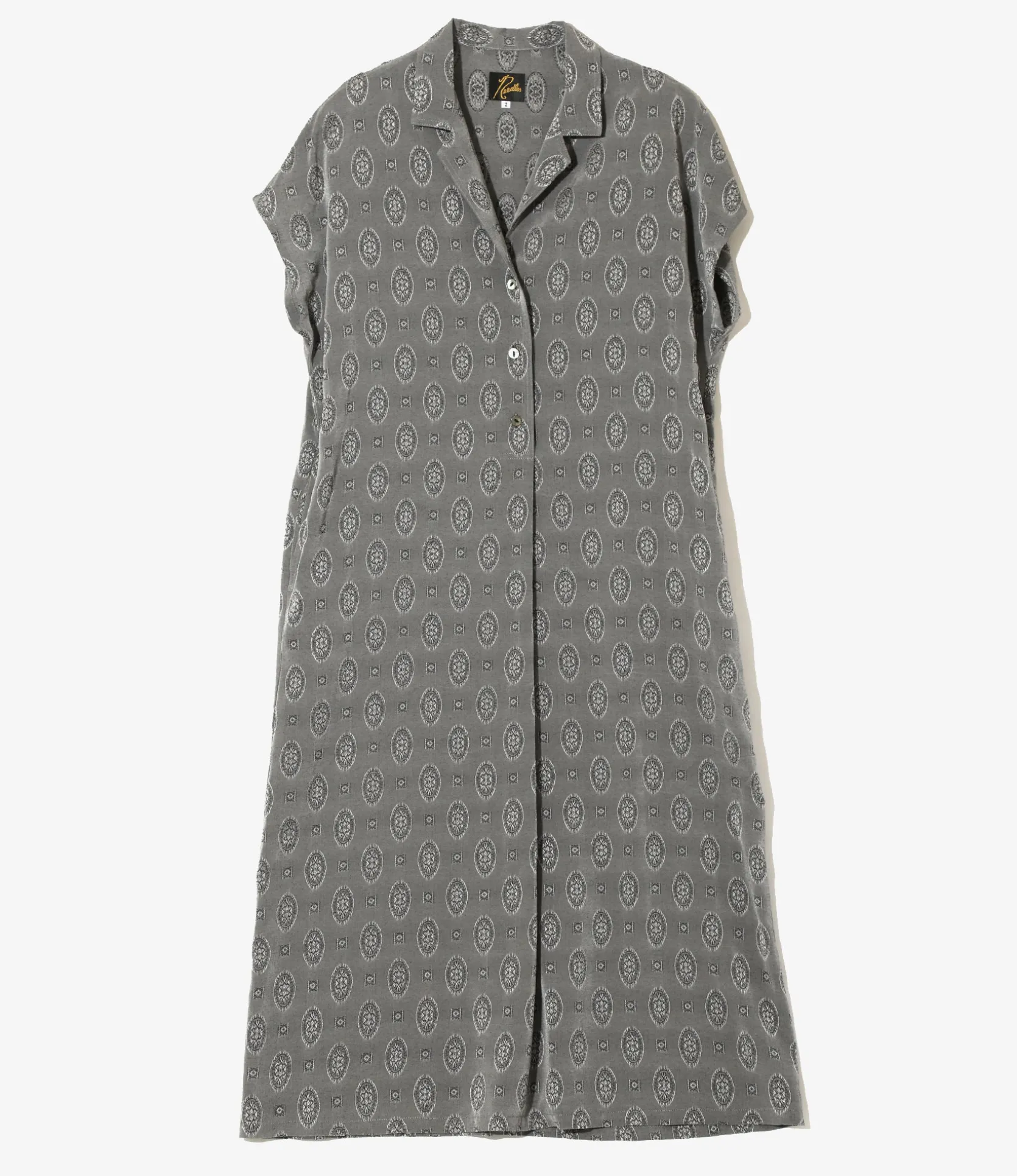 French Sleeve Dress - Grey - Fine Pattern Jacquard
