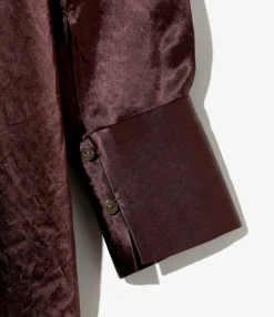 Frill Yoke Blouse - Bordeaux - Acetate Sateen