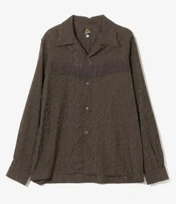 Fringe Shirt - Dk.Brown - R/C Leopard Jacquard