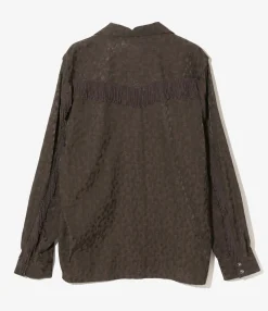 Fringe Shirt - Dk.Brown - R/C Leopard Jacquard