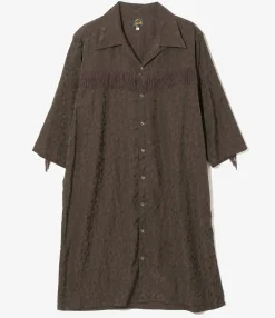 Fringe Shirt Dress - Dk.Brown - R/C Leopard Jacquard
