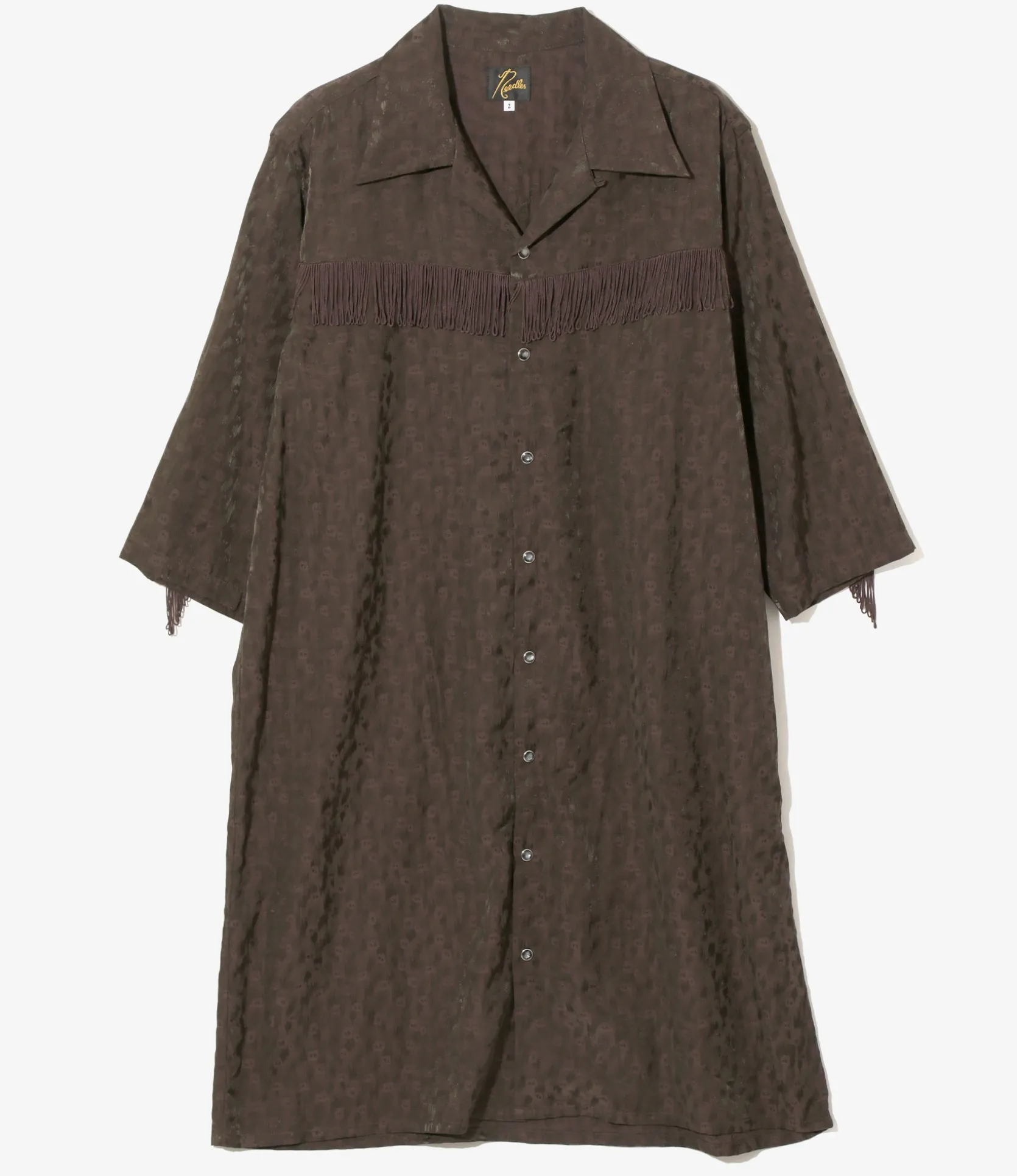 Fringe Shirt Dress - Dk.Brown - R/C Leopard Jacquard