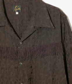 Fringe Shirt Dress - Dk.Brown - R/C Leopard Jacquard
