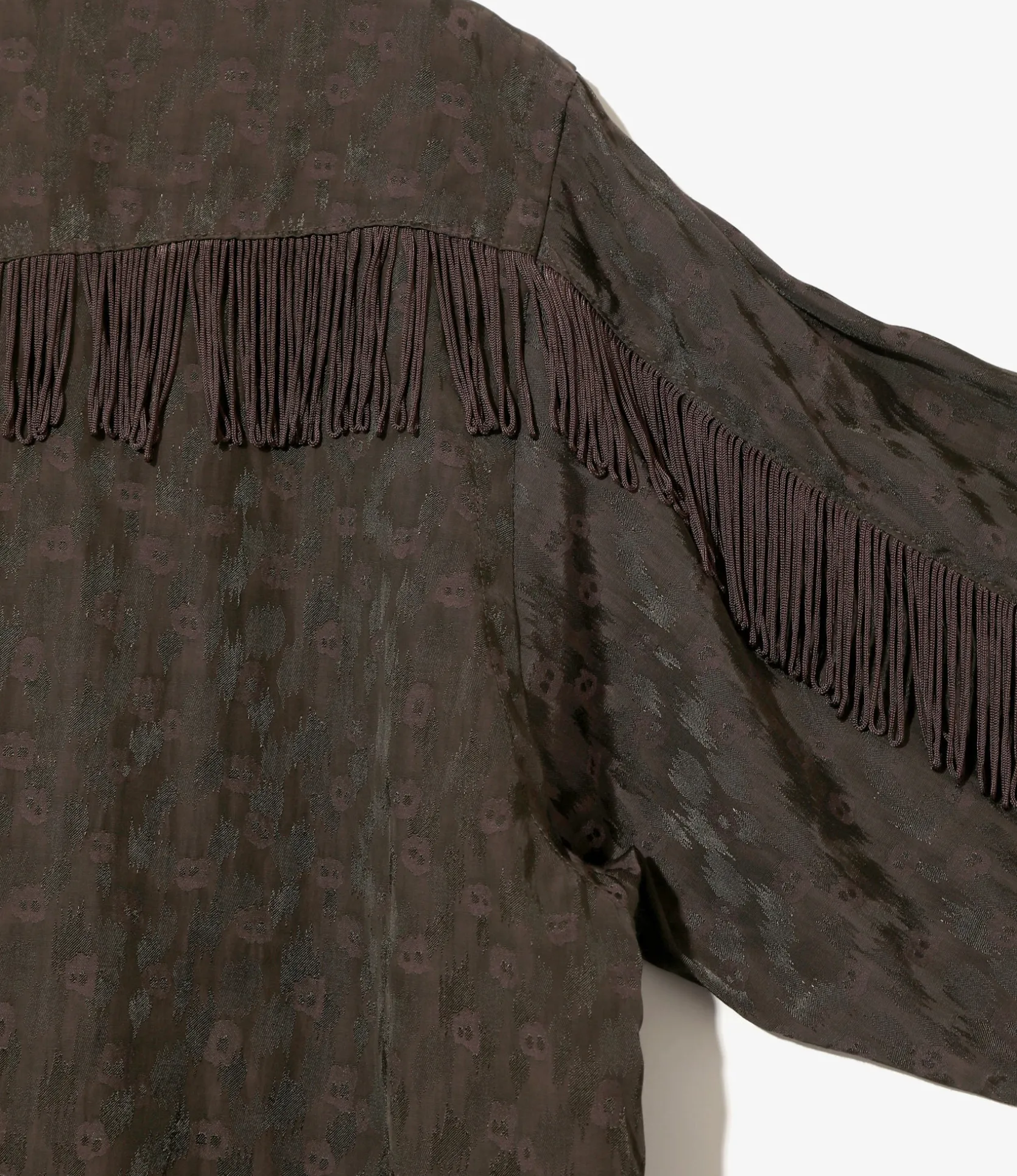 Fringe Shirt Dress - Dk.Brown - R/C Leopard Jacquard