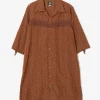 Fringe Shirt Dress - Rust - R/C Leopard Jacquard