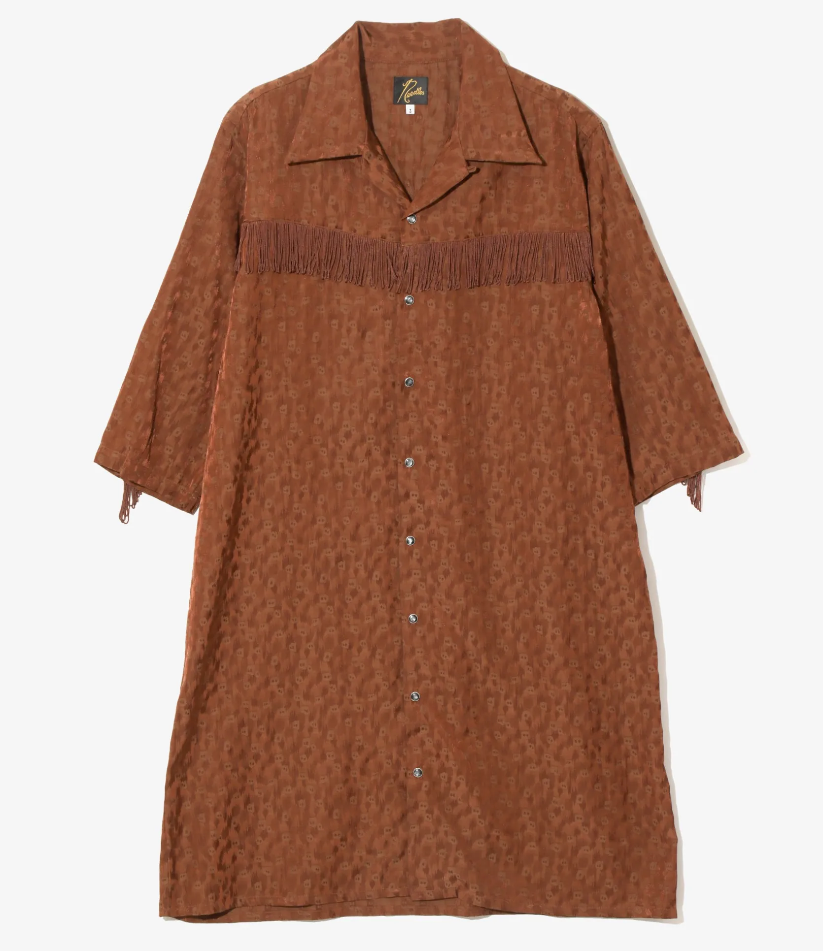 Fringe Shirt Dress - Rust - R/C Leopard Jacquard