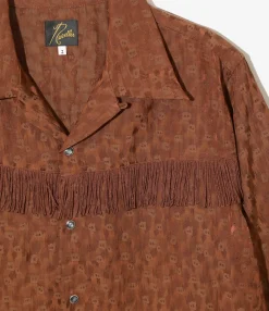 Fringe Shirt Dress - Rust - R/C Leopard Jacquard