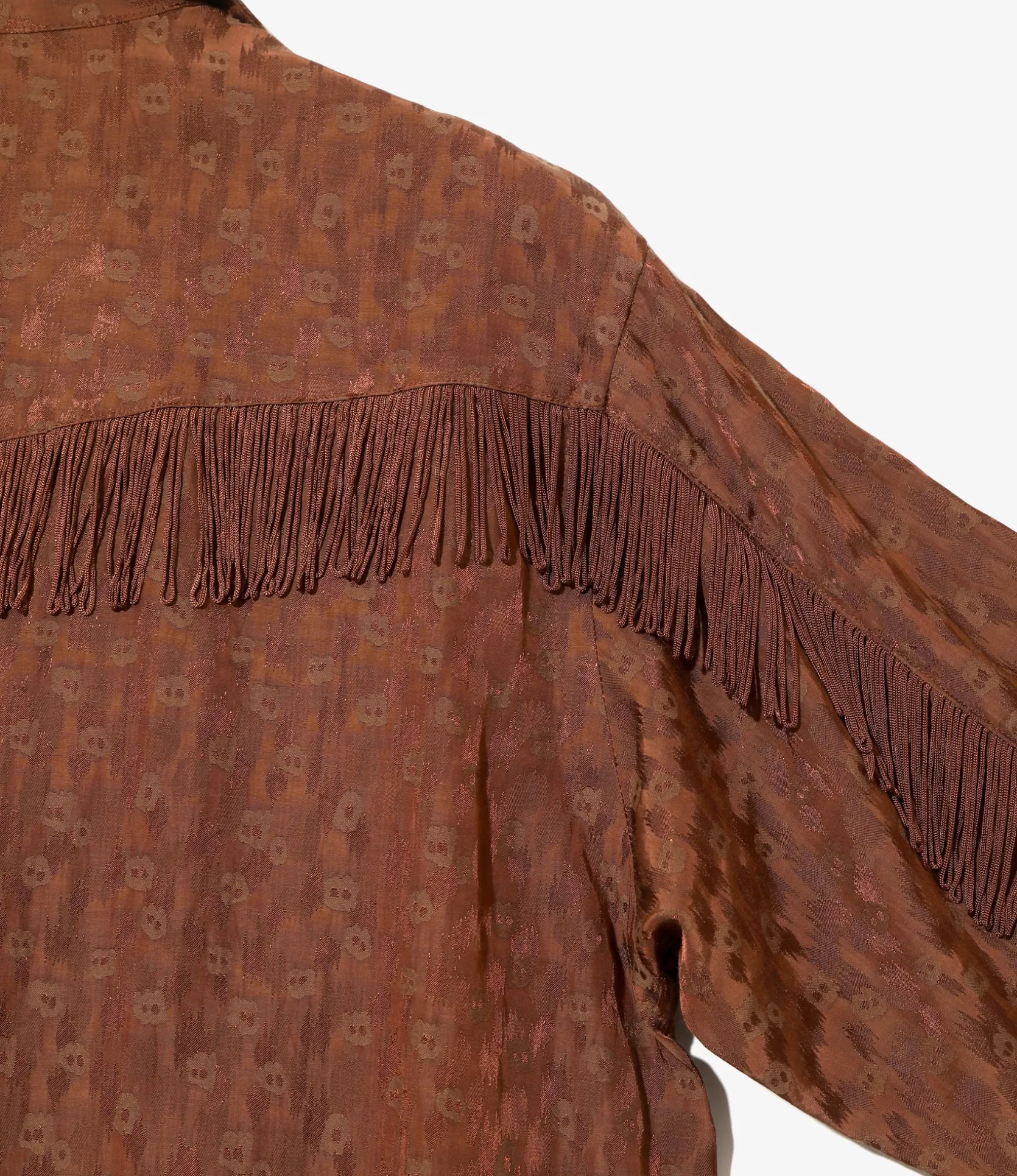 Fringe Shirt Dress - Rust - R/C Leopard Jacquard