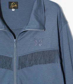 Fringe Track Jacket - Slate Blue - Rayon Jersey