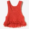 Fringe Vest - Orange - Ribbon Yarn