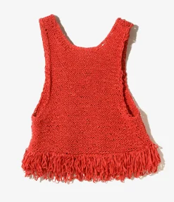 Fringe Vest - Orange - Ribbon Yarn