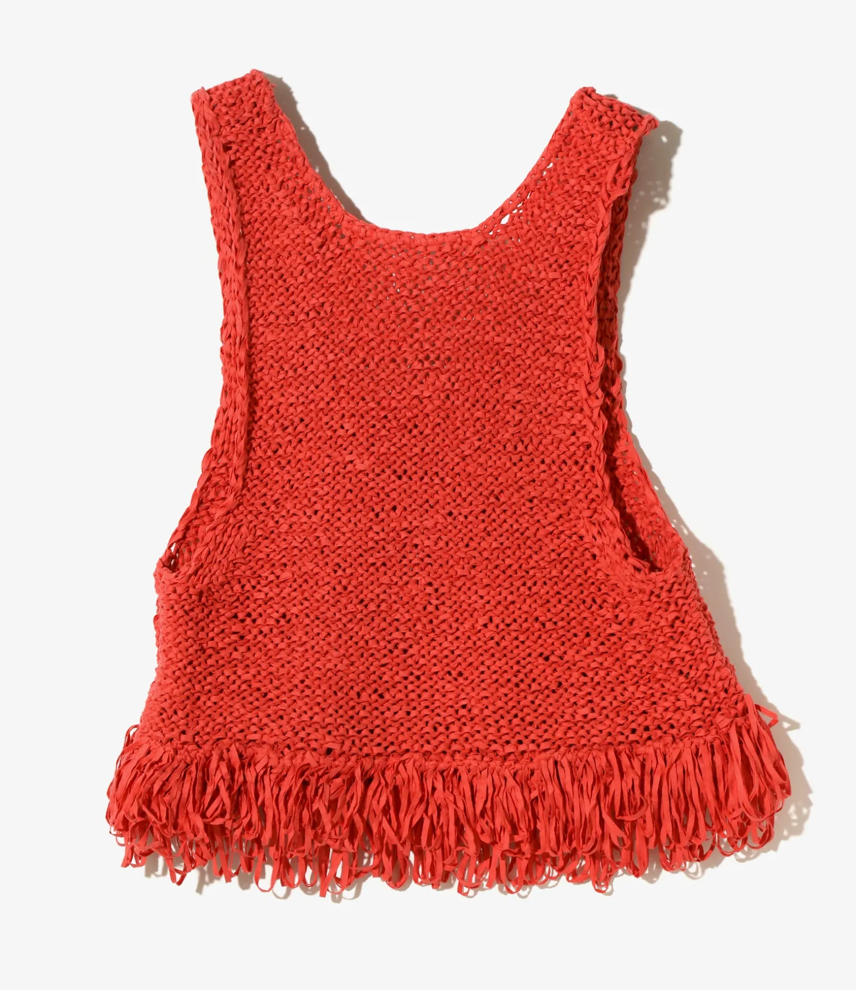 Fringe Vest - Orange - Ribbon Yarn