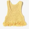 Fringe Vest - Yellow - Ribbon Yarn