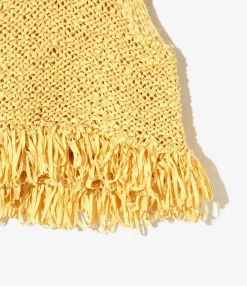Fringe Vest - Yellow - Ribbon Yarn