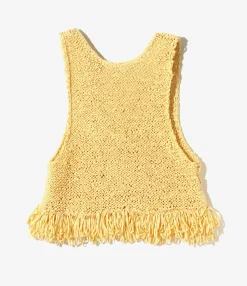 Fringe Vest - Yellow - Ribbon Yarn