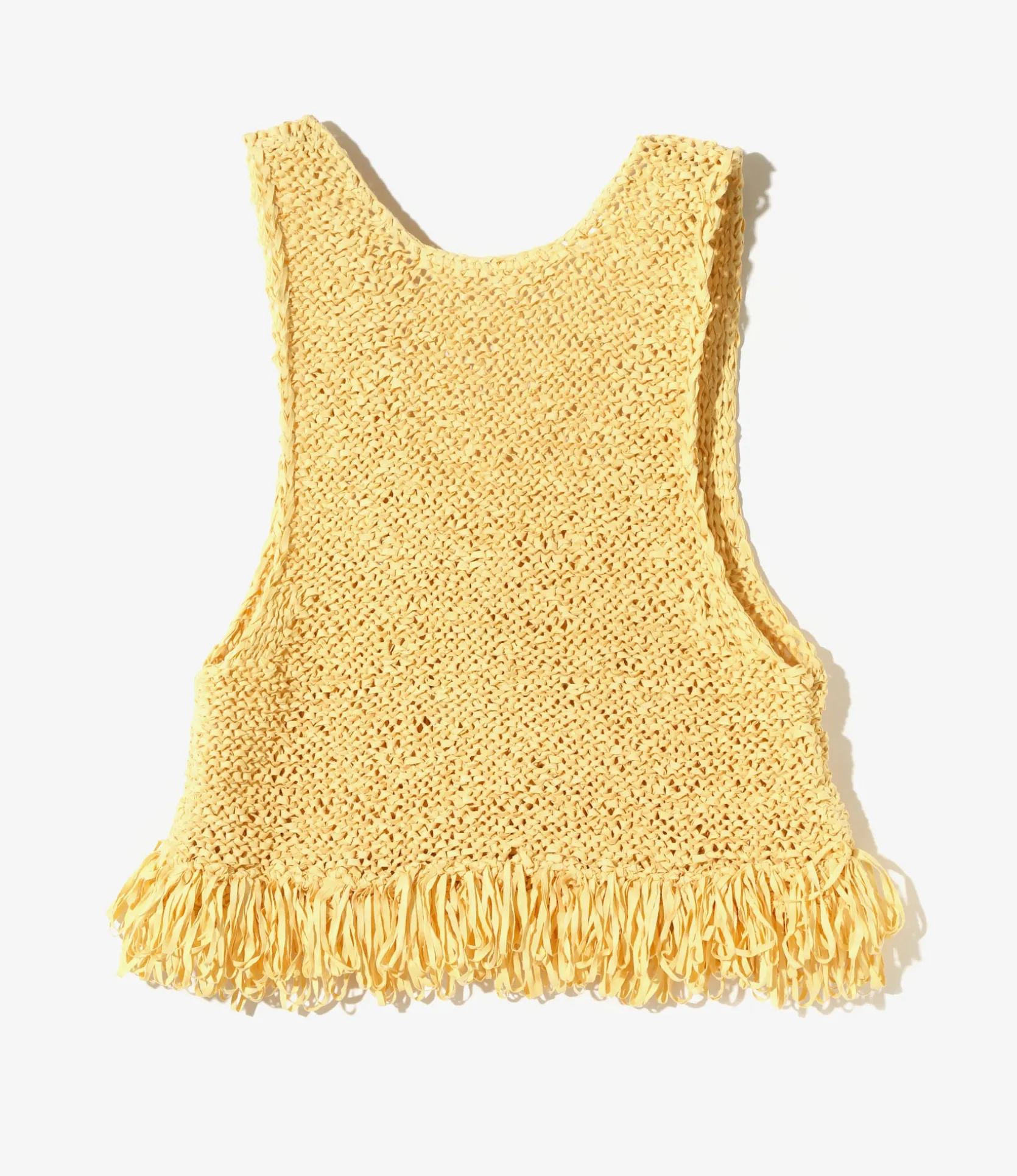 Fringe Vest - Yellow - Ribbon Yarn