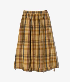 Gather Skirt - Olive Cotton Madras Plaid