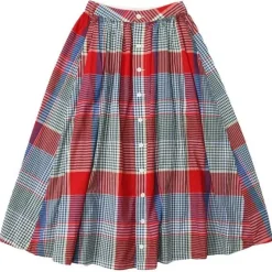Gather Skirt - Red/Green Big Madras Plaid