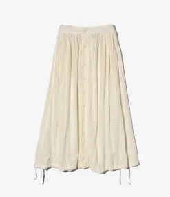 Gather Skirt - White Rayon Embroidery Eyelet