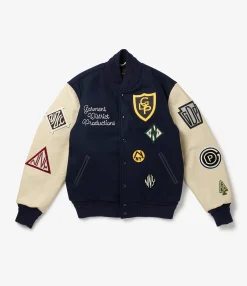 GDP x Golden Bear Varsity Jacket - Navy/Cream - Patches