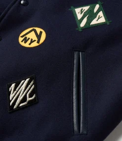 GDP x Golden Bear Varsity Jacket - Navy/Cream - Patches