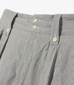 Ghurka Short - Navy Cotton Seersucker Stripe