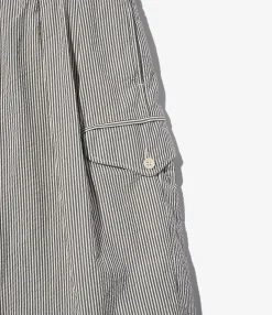 Ghurka Short - Navy Cotton Seersucker Stripe