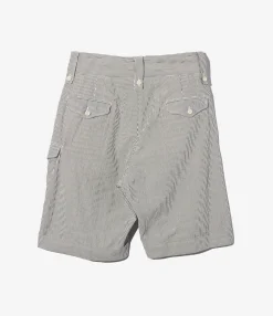 Ghurka Short - Navy Cotton Seersucker Stripe