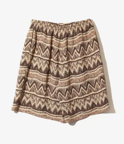 H.D.P. Short - Brown - AC/R/W/N Zigzag Stripe Jq.