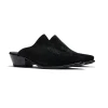 Heeled Papillon Stitched Mule - Black Suede