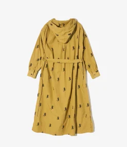 Hooded BD Dress - Khaki Gecko Embroidery
