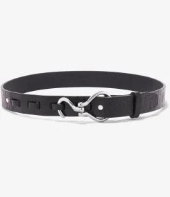 Hoof Pick Buckle Belt - Black Croc Embossed