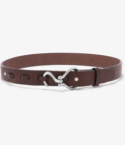 Hoof Pick Buckle Belt - Brown Croc Embossed