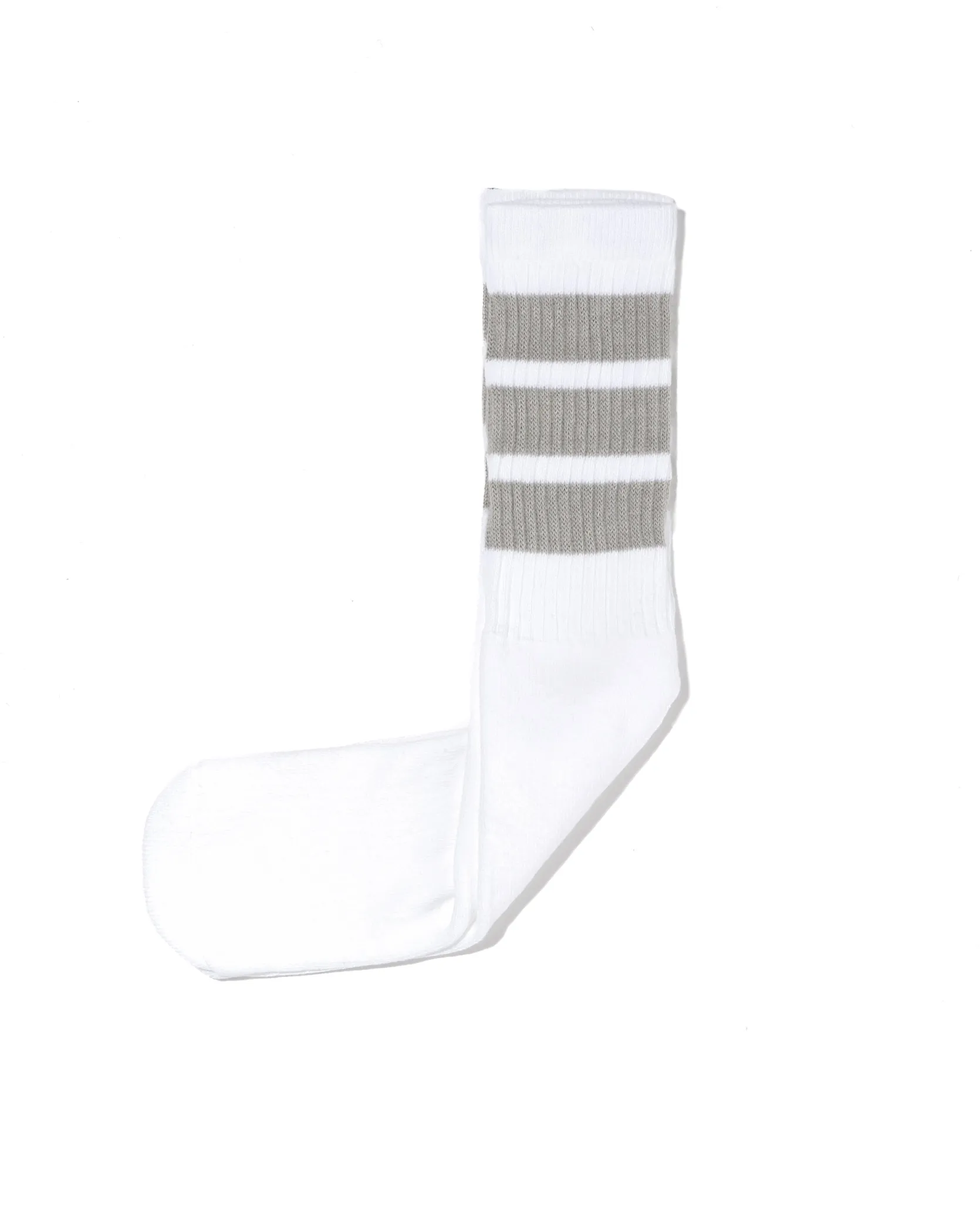 19 Inch Mid-calf Tube - White w/Grey Stripe