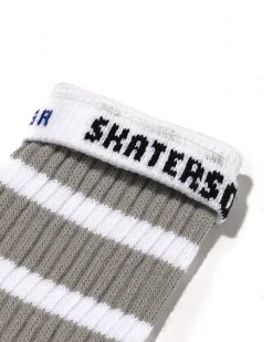 19 Inch Mid-calf Tube - White w/Grey Stripe