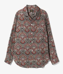 Italian Collar Shirt - Arabesque- Printed Cotton Lawn