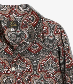 Italian Collar Shirt - Arabesque- Printed Cotton Lawn