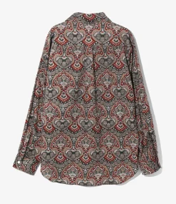 Italian Collar Shirt - Arabesque- Printed Cotton Lawn