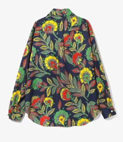 Italian Collar Shirt - Botanical - Printed Cotton Lawn