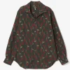 Italian Collar Shirt - Charcoal - R/W Tulip Jacquard