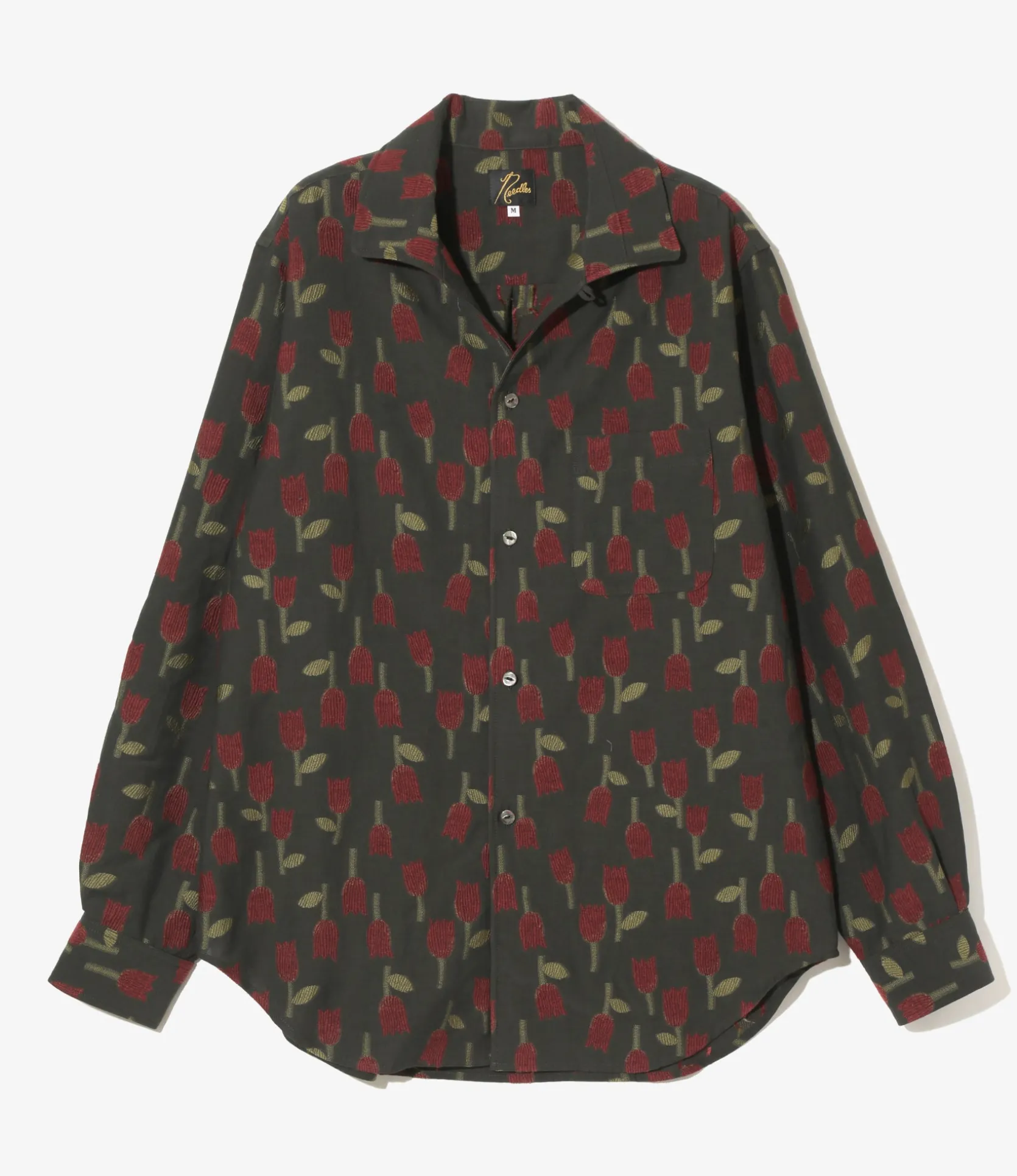 Italian Collar Shirt - Charcoal - R/W Tulip Jacquard