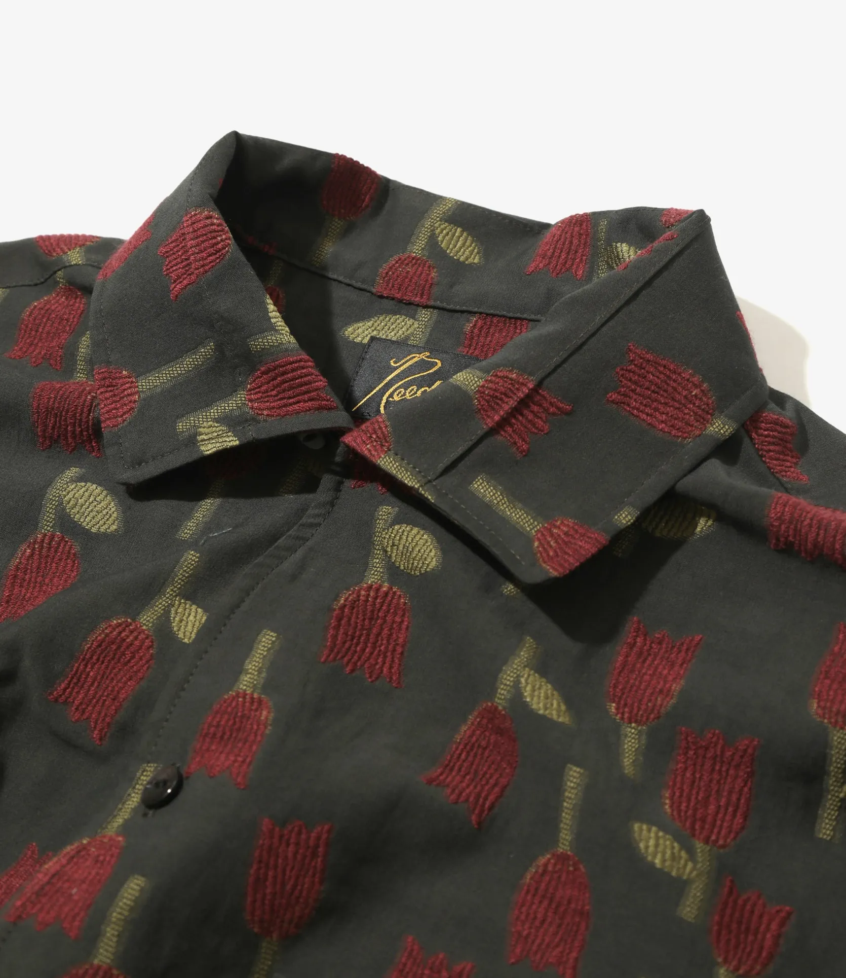 Italian Collar Shirt - Charcoal - R/W Tulip Jacquard